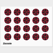 Sticker Rond Monogramme de vérification des bisons rouges et no (Feuille)