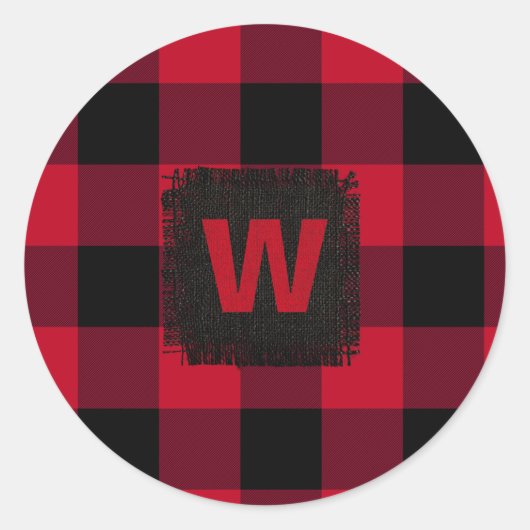 Sticker Rond Monogramme de vérification des bisons rouges et no (Devant)