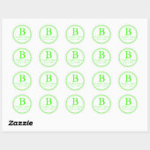 Sticker Rond Monogramme de vert de chaux (Feuille)