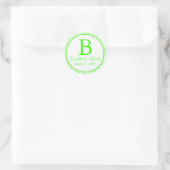Sticker Rond Monogramme de vert de chaux (Sac)