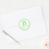 Sticker Rond Monogramme de vert de chaux (Enveloppe)
