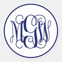 Monogramme de vigne bleu marine blanc en écriture 
