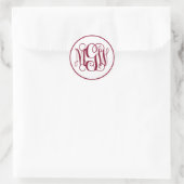 Sticker Rond Monogramme de vigne de Bourgogne blanche, do-it-yo (Sac)