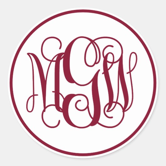 Sticker Rond Monogramme de vigne de Bourgogne blanche, do-it-yo (Devant)