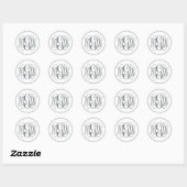 Sticker Rond Monogramme de vigne de charbon blanc, do-it-yourse (Feuille)