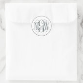 Sticker Rond Monogramme de vigne de charbon blanc, do-it-yourse (Sac)