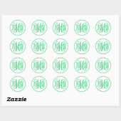 Sticker Rond Monogramme de vigne vert émeraude blanc écriture m (Feuille)