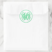 Sticker Rond Monogramme de vigne vert émeraude blanc écriture m (Sac)
