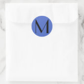 Sticker Rond Monogramme Deep Royal Black Modern Ajouter Nom ini (Sac)