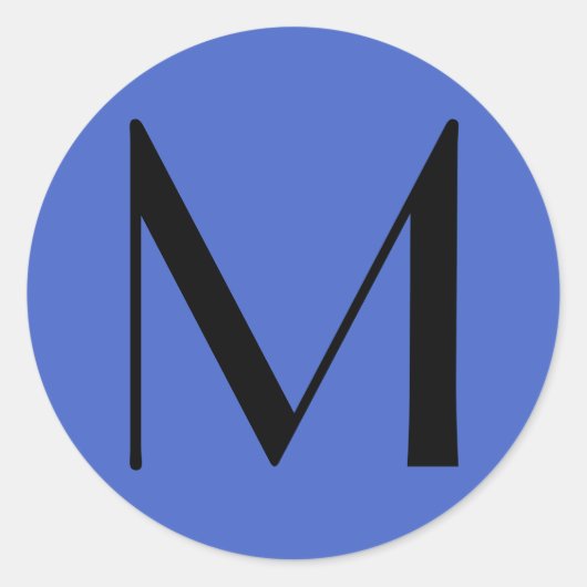 Sticker Rond Monogramme Deep Royal Black Modern Ajouter Nom ini (Devant)
