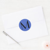 Sticker Rond Monogramme Deep Royal Black Modern Ajouter Nom ini (Enveloppe)