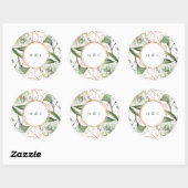 Sticker Rond Monogramme d'émeraude vert Eucalyptus (Feuille)