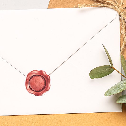 Sticker Rond Monogramme des initiales de cire rouge Faux