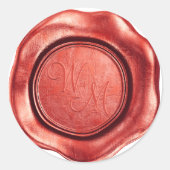 Sticker Rond Monogramme des initiales de cire rouge Faux (Devant)