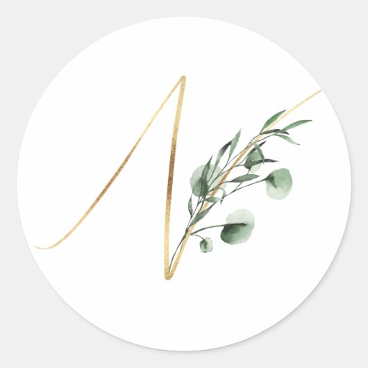 Sticker Rond monogramme d'hiver lettre de noël N (Devant)