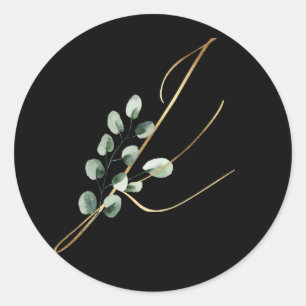 Sticker Rond monogramme d'hiver Noël lettre K