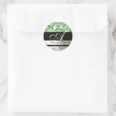 STICKER ROND MONOGRAMME D'HORLOGE DE LA SOIE VERTE ET BLANCHE (Sac)