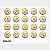 Sticker Rond Monogramme d'huile d'or Faux moderne (Feuille)