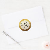 Sticker Rond Monogramme d'huile d'or Faux moderne (Enveloppe)