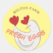 Sticker Rond monogramme d'oeufs frais en script mignon (Devant)
