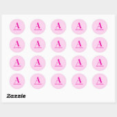 Sticker Rond Monogramme Dolly Rétro Rose chaud (Feuille)