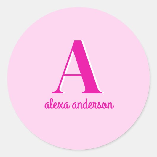 Sticker Rond Monogramme Dolly Rétro Rose chaud (Devant)