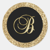 Sticker Rond Monogramme d'or B noir, (Devant)
