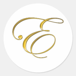 Sticker Rond Monogramme d'or E