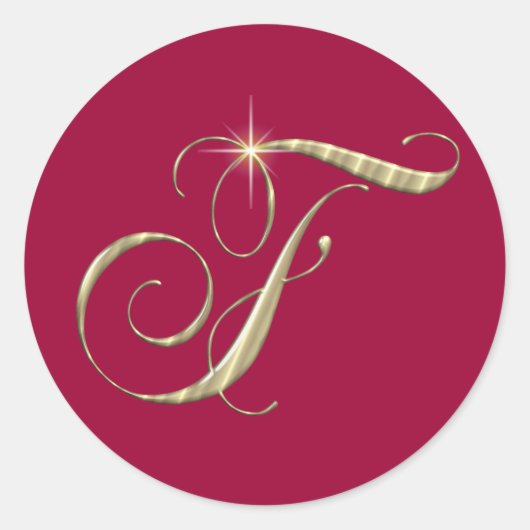 Sticker Rond Monogramme d'or F initial (Devant)
