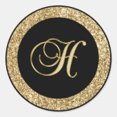 Sticker Rond Monogramme d'or H en noir (Devant)