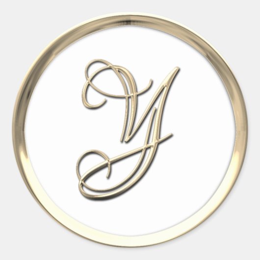 Sticker Rond Monogramme d'or Initial Y sur ma couleur (Devant)