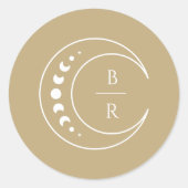 Sticker Rond Monogramme d'or Initiales Mariage céleste (Devant)