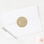 Sticker Rond Monogramme d'or Initiales Mariage céleste (Enveloppe)