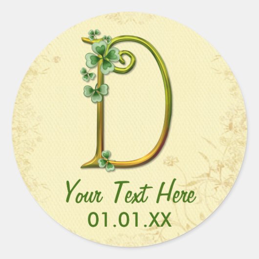 Sticker Rond Monogramme d'or irlandais (Devant)