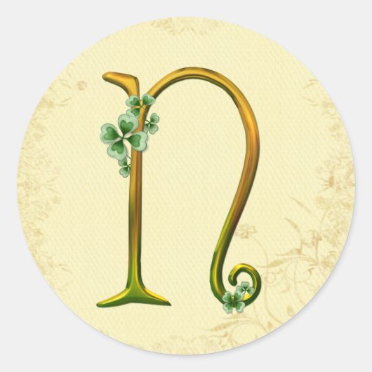 Sticker Rond Monogramme d'or irlandais N (Devant)