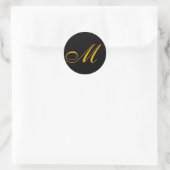 Sticker Rond Monogramme d'or noir initial (Sac)