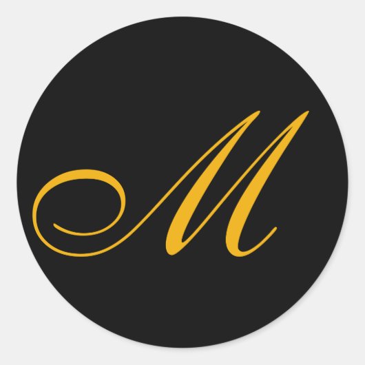 Sticker Rond Monogramme d'or noir initial (Devant)