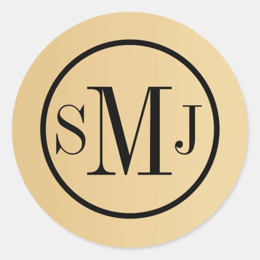 Sticker Rond Monogramme d'or Personnalisation couleur complète (Devant)