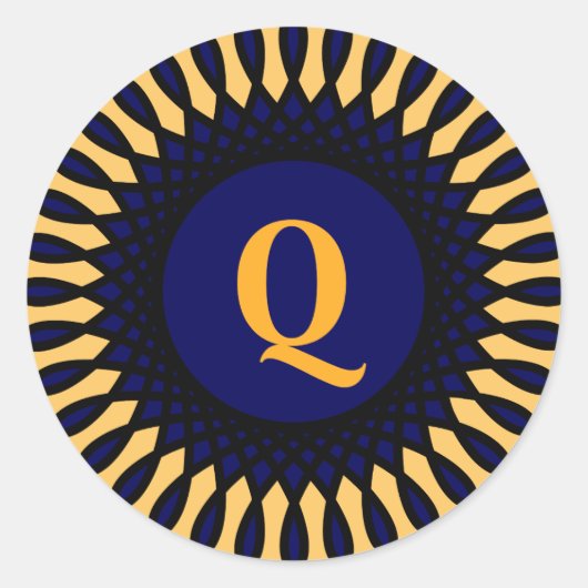 Sticker Rond Monogramme d'or Q orné design (Devant)