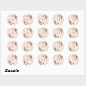 Sticker Rond Monogramme d'or rose Confetti Floral (Feuille)