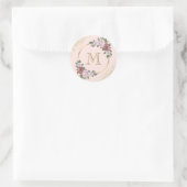 Sticker Rond Monogramme d'or rose Confetti Floral (Sac)