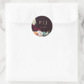 Sticker Rond Monogramme d'or rose de Bourgogne d'automne (Sac)