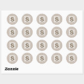 Sticker Rond Monogramme d'os de cerf blanc tan (Feuille)