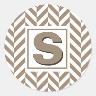 Sticker Rond Monogramme d'os de cerf blanc tan