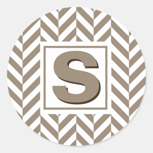 Sticker Rond Monogramme d'os de cerf blanc tan (Devant)