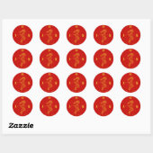 Sticker Rond Monogramme double | Mariage Dragon & Phoenix (Feuille)