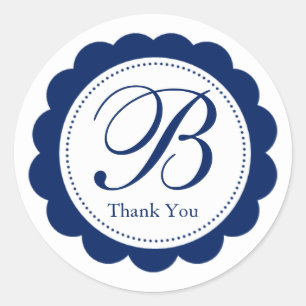 Sticker Rond Monogramme du cercle bleu blanc