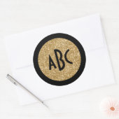 Sticker Rond Monogramme du cercle de Parties scintillant noir e (Enveloppe)