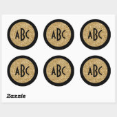 Sticker Rond Monogramme du cercle de Parties scintillant noir e (Feuille)