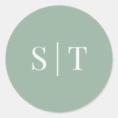 Sticker Rond Monogramme du Mariage de couleur Arrière - plan mo (Devant)